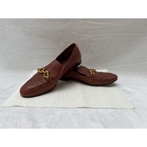 Tory Burch Jessa Loafers Womens 8.5M‎ Red Brown Horse Bit Leather Slip On